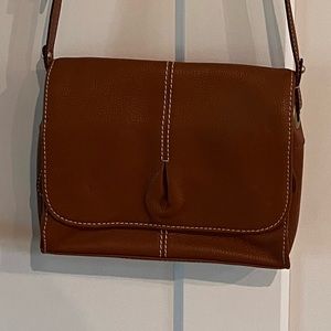 Coldwater Creek Brown Leather Purse Crossbody Shoulder Bag Credit Card